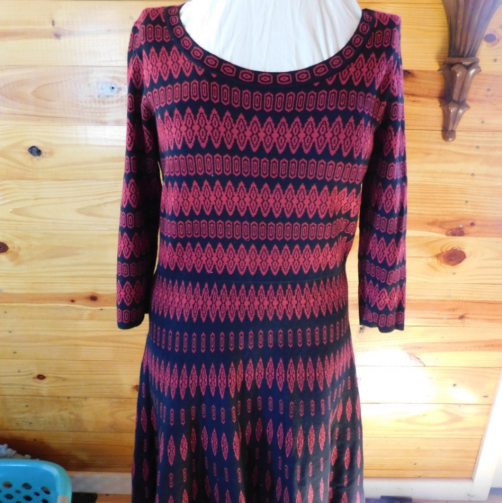 Red and Black Patterned Dress